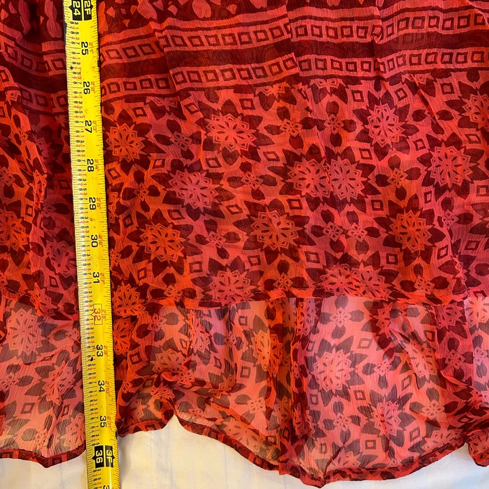 Anthropologie. Maeve. Red Printed Long-Sleeve Tiered Dress - Picture 13 of 15